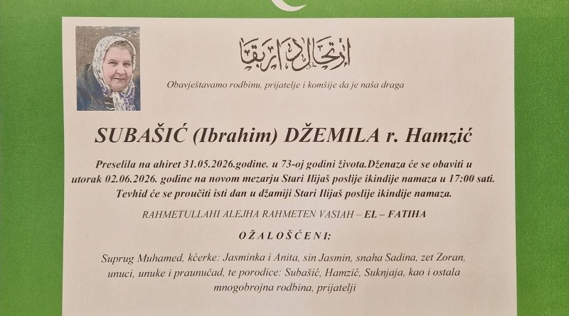 Subašić (Ibrahim) Džemila rođena Hamzić