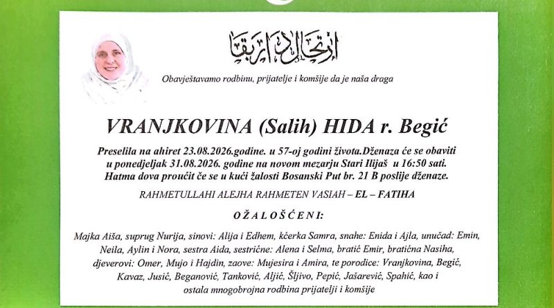 Vranjkovina (Salih) Hida rođ. Begić