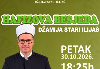 NAJAVLJUJEMO: HAFIZOVA BESJEDA – POSLJEDNJI PETAK U OKTOBRU